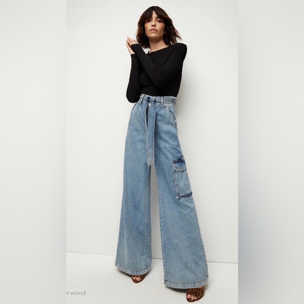 VERONICA BEARD Belisa high-rise cargo jeans Wide-Leg Blue Jeans size 27 - Picture 3 of 7